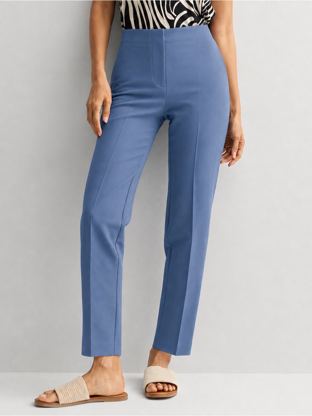 High-Rise Straight Leg Pants in Blue- Nine West Tapered Business Casual